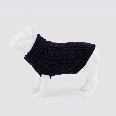Maglione per cani in maglia a trecce - Navy
