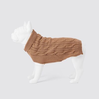 Maglione lavorato a maglia per cani - Cammello