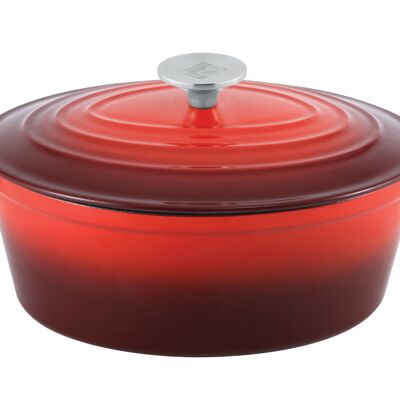 CS KOCHSYSTEME, XANTEN roasting pan 35.5x22x16.8cm red, enamelled cast iron, ovenproof, suitable for induction