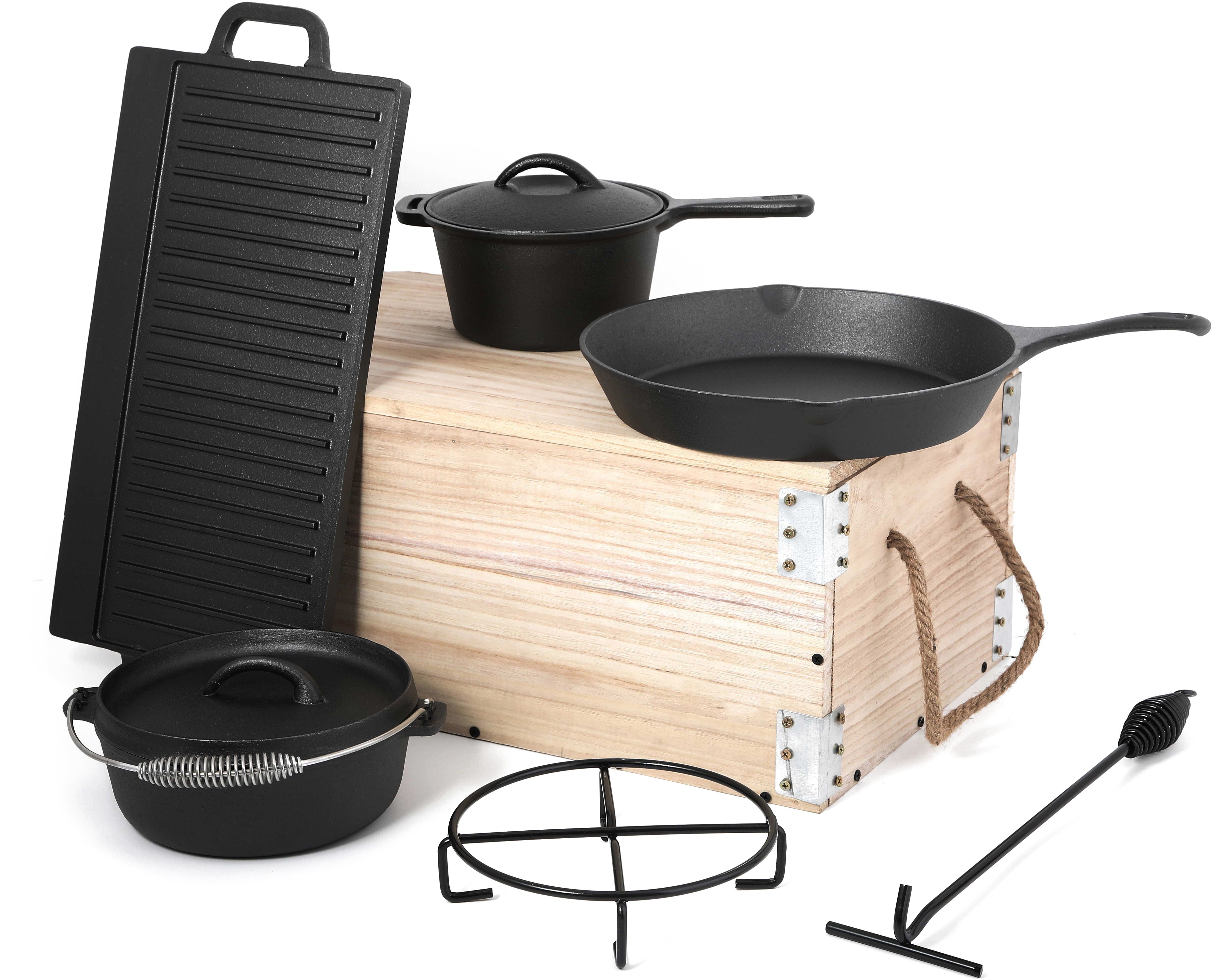 PARILLA 9tlg. Dutch Oven Set mit Holzkiste
