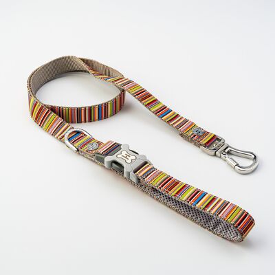 Fabric Dog Lead - Striped Multi-colour