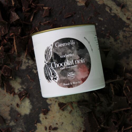 Sorbet artisanal chocolat noir sans sucre - 12 pots 100ml