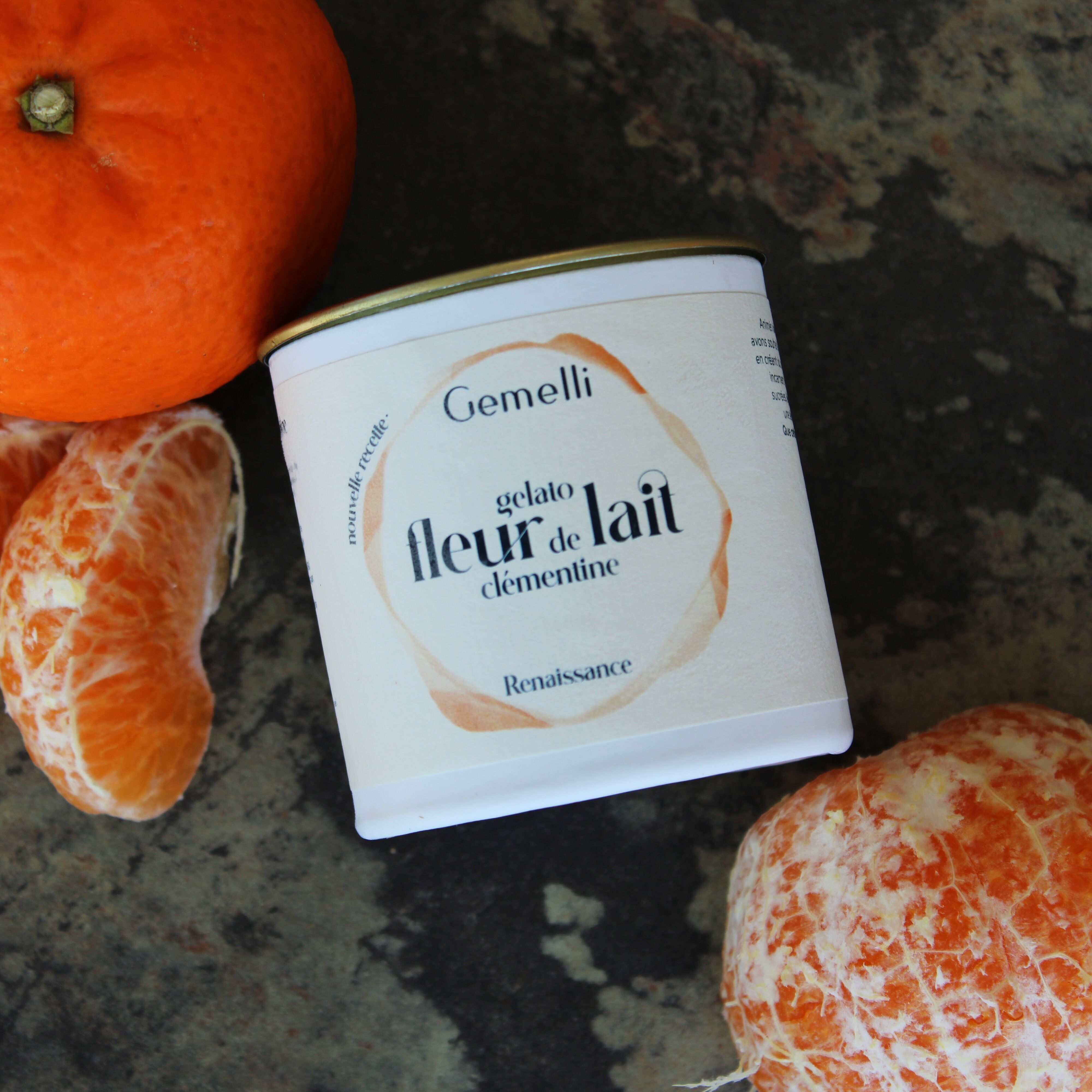 Helado artesanal de flor de leche de clementina - 12 tarros 100ml