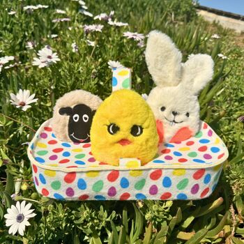 Panier de Pâques WufWuf : ensemble de jouets à cache-cache pour chien agneau, lapin et poussin 6