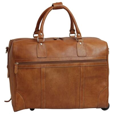 Travel bag in greased calfskin. Colonial Brown