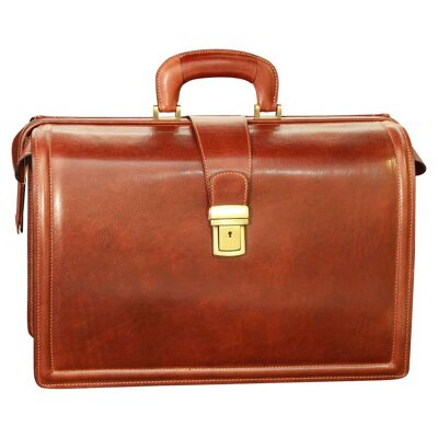 Leather briefcase with 3 compartments