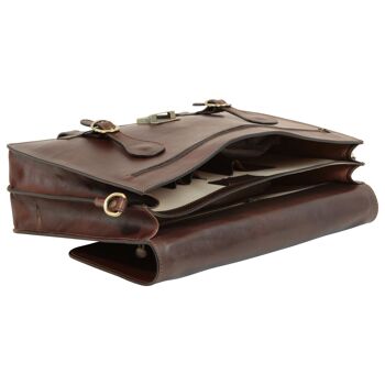 Porte-documents en cuir avec boucles. Marron foncé 6