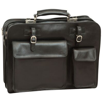 Black leather briefcase