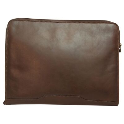 Document holder in dark brown leather