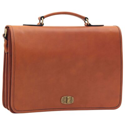 Cowhide briefcase. Colonial Brown