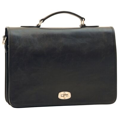 Cowhide briefcase. Black