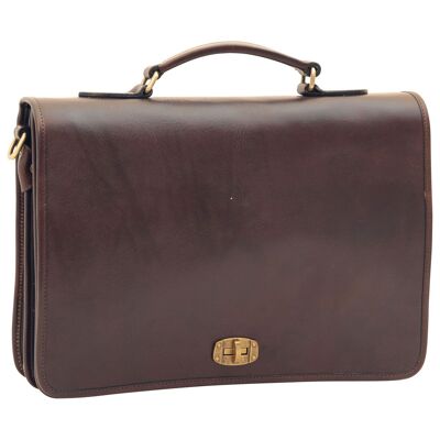 Cowhide briefcase. Dark brown