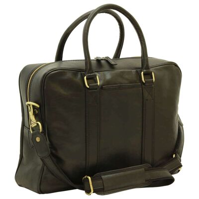 Leather briefcase with two handles. Black
