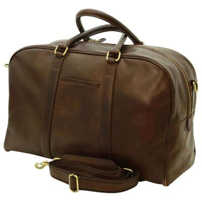 Calfskin travel bag. Dark brown