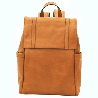 Leather laptop backpack. Gold