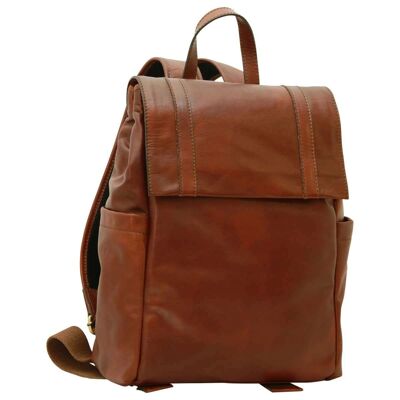 Leather laptop backpack. Brown