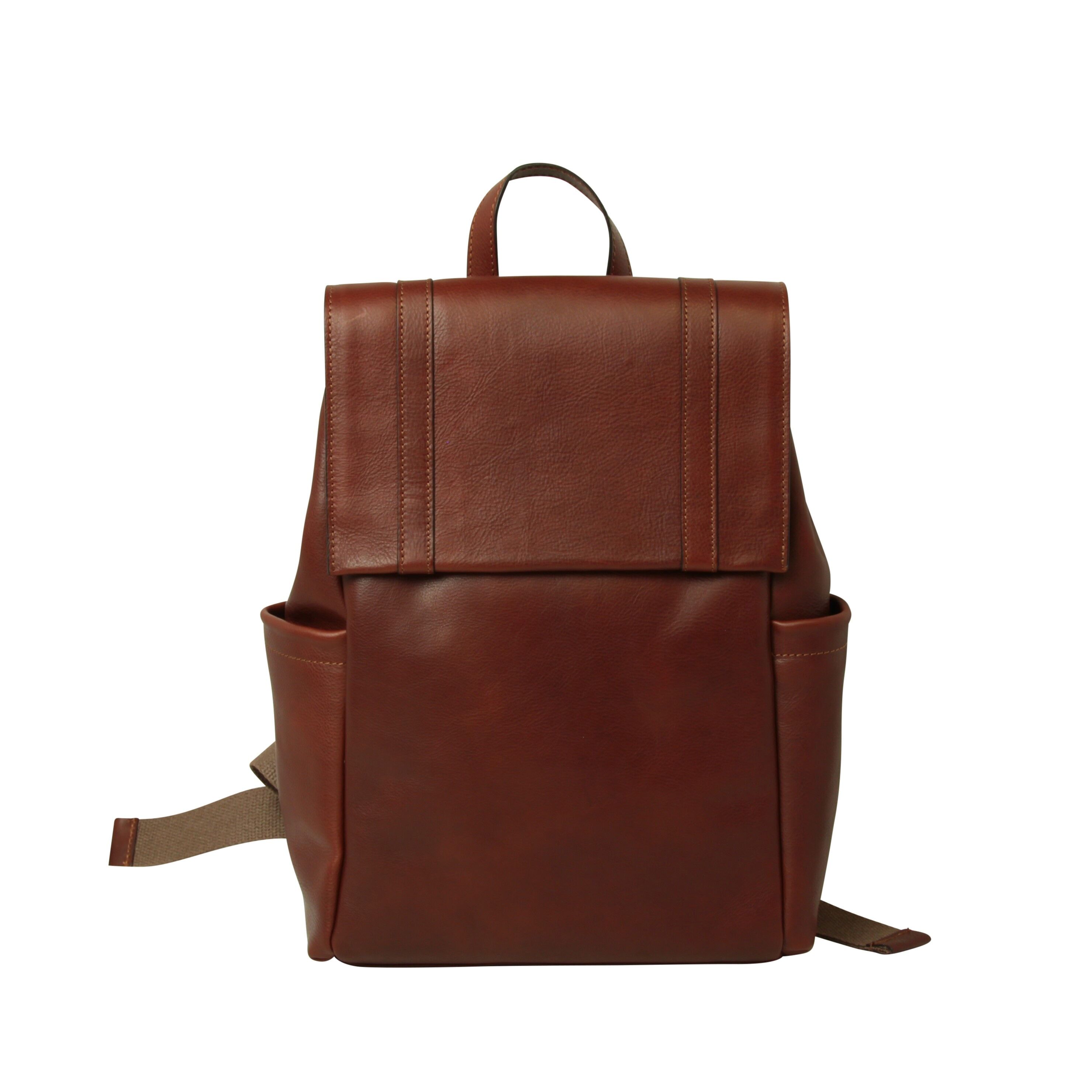 Laptop-Rucksack aus Leder. Braun