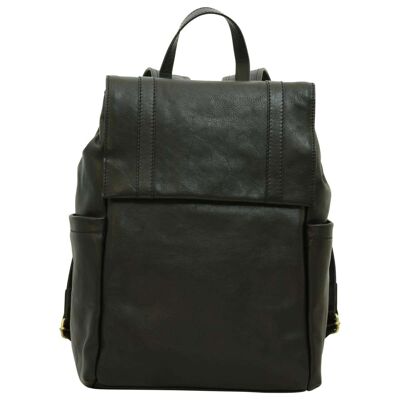 Leather laptop backpack. Black