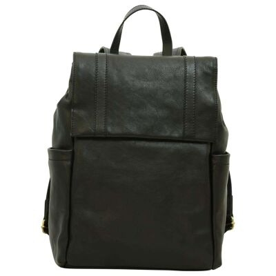 Laptop-Rucksack aus Leder. Schwarz