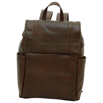 Sac à dos en cuir pour ordinateur portable. Marron foncé 1