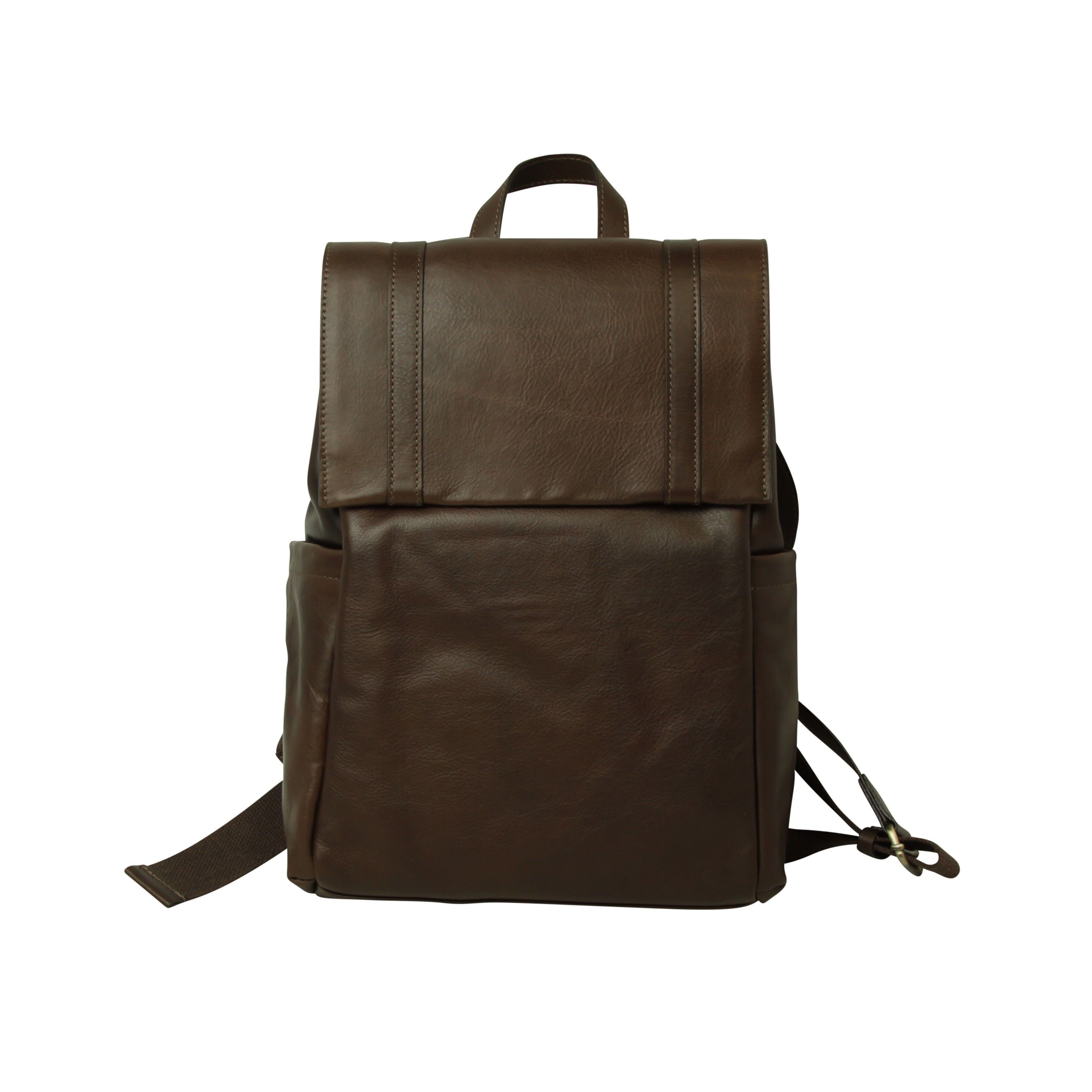 Laptop-Rucksack aus Leder. Dunkelbraun