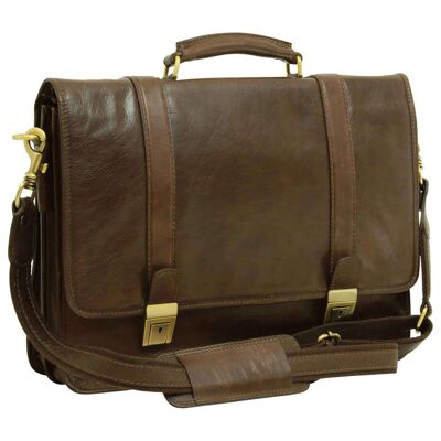 Soft calfskin briefcase. Dark brown