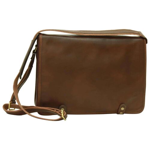 Borsa Messenger in vitello nappato. Marrone Scuro