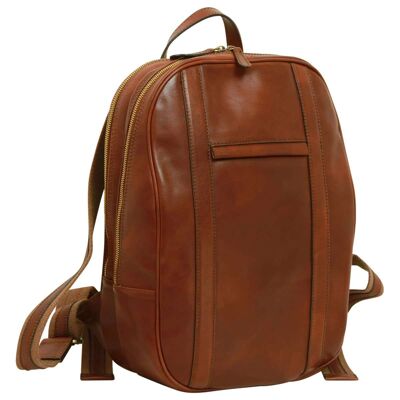 Soft calfskin laptop backpack. Brown