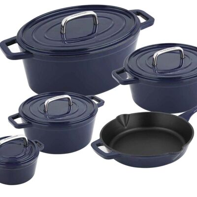 CS KOCHSYSTEME, ALPEN mini olla 14 cm azul, hierro fundido esmaltado, apta para horno, apta para inducción