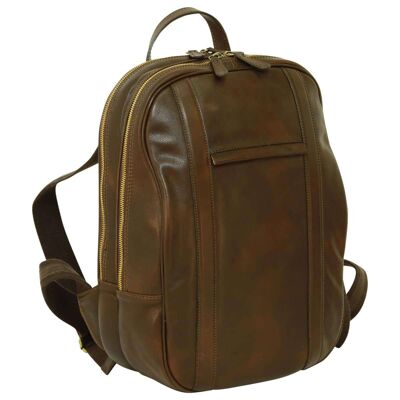 Soft calfskin laptop backpack. Dark brown