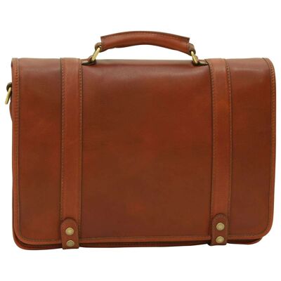 Briefcase in nappa calfskin. Brown