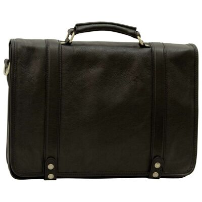 Briefcase in nappa calfskin. Black