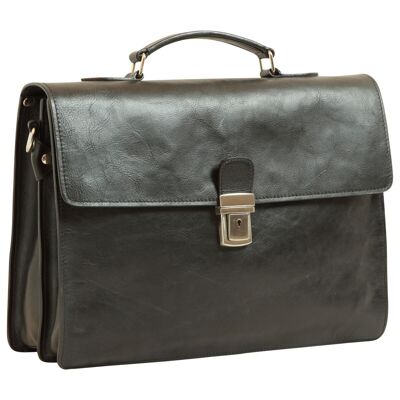 Leather Laptop Briefcase. Black