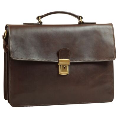 Leather Laptop Briefcase. Dark brown