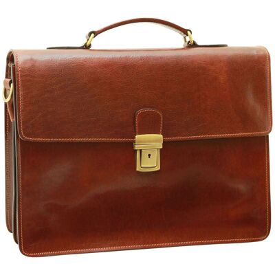 Leather Laptop Briefcase. Brown