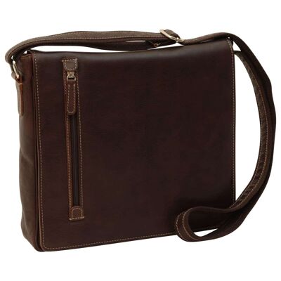 Bolso bandolera de piel. marron oscuro