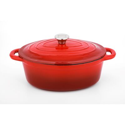 CS KOCHSYSTEME, XANTEN+ roasting pan 37x22x11.5cm red, enamelled cast iron, ovenproof, suitable for induction