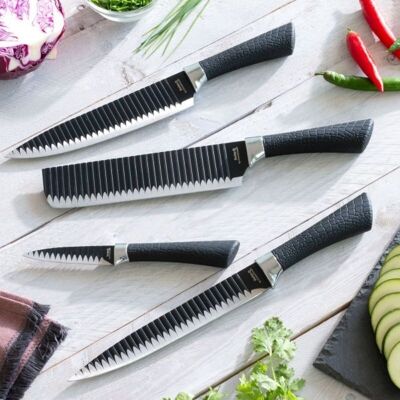 NAMIUTSU: Set of 4 Black Shark Kitchen Knives