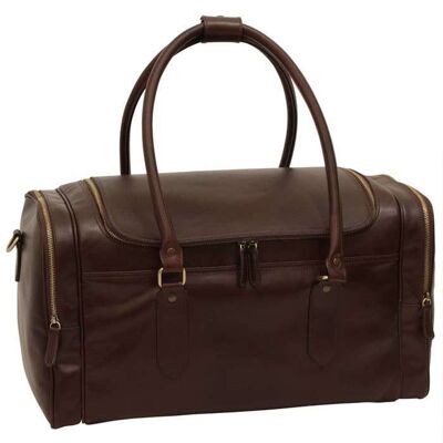 Leather travel bag. dark brown