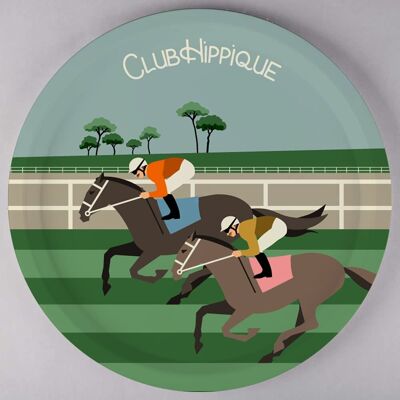 Round Wooden Tray - HORSE CLUB
