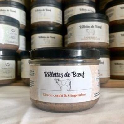 Salers/Aubrac-Rindfleisch-Rillettes, kandierte Zitrone und Ingwer – 190 g