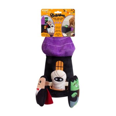 WufWuf & Smart Choice Halloween Hide & Seek Castillo espeluznante juguete de peluche para perros