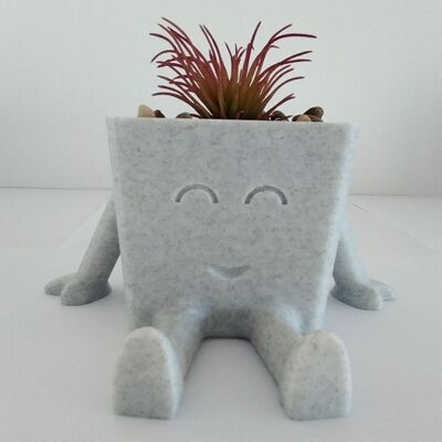 Sitting Planter with Happy Face - Home Decor