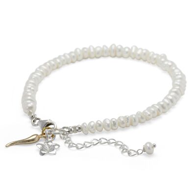 Freshwater Pearl Bracelet with Gold Chilli Charm