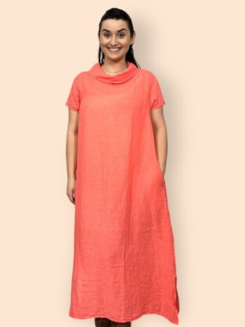 Robe longue à col drapé en pur lin durable et respectueuse de l'environnement 8