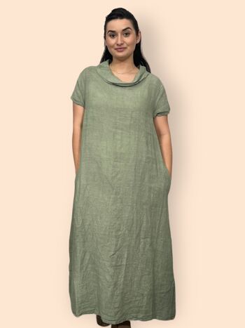 Robe longue à col drapé en pur lin durable et respectueuse de l'environnement 10