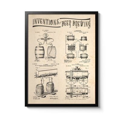 Poster delle invenzioni della produzione della birra
