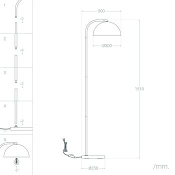 Ledkia Lampadaire Bowlen Doré 2