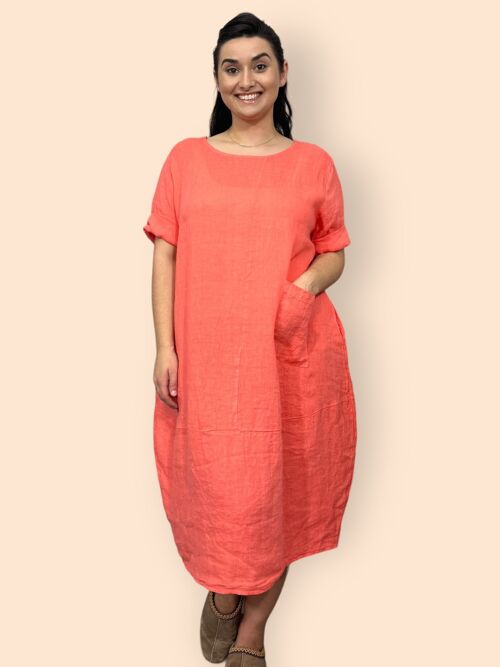 Eco-Friendly Sustainable Pure Linen Balloon Shaped Midaxi Dress