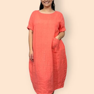 Eco-Friendly Sustainable Pure Linen Balloon Shaped Midaxi Dress